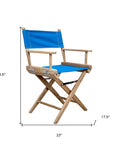Blue And Brown Solid Wood Director Chair