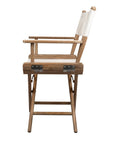 23" Brown and Ivory and Natural Wood Solid Wood Indoor Outdoor Director Chair