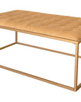 48" Gold And Brown Leather Rectangular Coffee Table