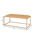 48" Gold And Brown Leather Rectangular Coffee Table