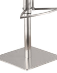 White And Silver Fabric And Faux Leather And Iron Low Back Adjustable Height Swivel Bar Chair