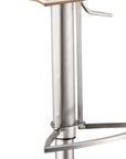 White And Silver Fabric And Faux Leather And Iron Low Back Adjustable Height Swivel Bar Chair