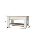 40" Natural and White Wood Storage Bench With Flip Top Shoe Storage And Shelves
