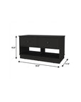 36" Black Wood Storage Bench With Drawers And Shelves