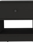 36" Black Wood Storage Bench With Drawers And Shelves