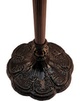 62" Brown Two Light Traditional Shaped Floor Lamp With Red Flowers Stained Glass Dome Shade