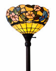 70" Green And Black Floor Lamp With Green Glass Bowl Shade