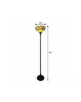 70" Green And Black Floor Lamp With Green Glass Bowl Shade