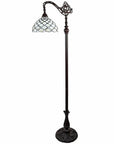 62" Brown And White Metal Floor Lamp With White Glass Bowl Shade