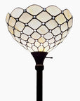 62" Brown And White Floor Lamp With White Glass Bowl Shade