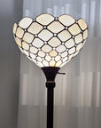 62" Brown And White Floor Lamp With White Glass Bowl Shade