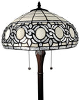 63" Brown Two Light Traditional Shaped Floor Lamp With White Stained Glass Bowl Shade