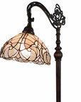 62" Brown And White Floor Lamp With White Glass Bowl Shade