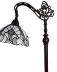 62" Brown And White Floor Lamp With White Glass Bowl Shade