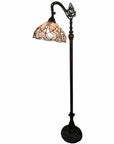 62" Brown And White Floor Lamp With White Glass Bowl Shade