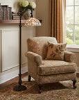 62" Brown And White Floor Lamp With White Glass Bowl Shade