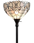62" Brown Torchiere Floor Lamp With White Tiffany Style Glass Dome Shade