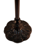 62" Brown And White Torchiere Floor Lamp With White Peacock Feather Glass Dome Shade