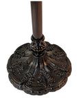 62" Beige Torchiere Floor Lamp With Red And White Flowers Glass Dome Shade