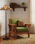 62" Beige Two Light Floor Lamp With Brown And White Glass Cone Shade