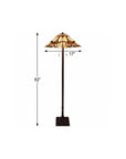62" Beige Two Light Floor Lamp With Brown And White Glass Cone Shade