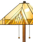 62" Brown Two Light Beige And Brown Geometric Stained Glass Floor Lamp