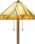62" Brown Two Light Beige And Brown Geometric Stained Glass Floor Lamp