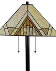 62" Brown Two Light Beige And Brown Geometric Stained Glass Floor Lamp