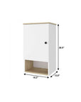 16" Light Oak And White Wall Mounted Cabinet With Three Shelves