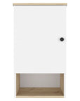 16" Light Oak And White Wall Mounted Cabinet With Three Shelves