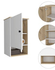 16" Light Oak And White Wall Mounted Cabinet With Three Shelves