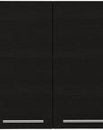 47" Black Wood Wall Mounted Accent Cabinet With Four Doors