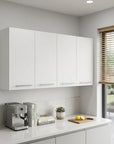 47" White Wood Wall Mounted Accent Chest With Four Doors