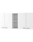 59" White Wood Wall Mounted Accent Cabinet With Four Doors