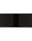 59" Black Wood Wall mounted Accent Cabinet With Five Shelves
