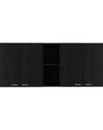 59" Black Wood Wall mounted Accent Cabinet With Five Shelves