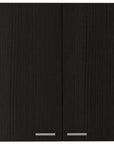 59" Black Wood Wall mounted Accent Cabinet With Five Shelves