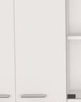 59" White Wood Wall Mounted China Cabinet With Six Doors