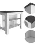 41" Black and White Wood Kitchen Island With Storage