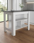 41" Black and White Wood Kitchen Island With Storage