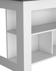 41" Black and White Wood Kitchen Island With Storage