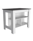 41" Black and White Wood Kitchen Island With Storage