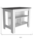 41" Black and White Wood Kitchen Island With Storage