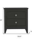 24" Black Wood Two Drawer Nightstand