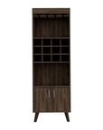 24" Walnut Wood Bar Cabinet With Two Doors