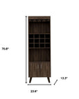 24" Walnut Wood Bar Cabinet With Two Doors
