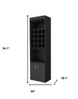 24" Black Bar Cabinet With Eighteen Shelves