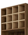 24" Beige and Mahogany Wood Corner Bar Cabinet With Single Door