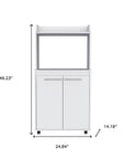 25" White Wood Rolling Kitchen Cart With Storage