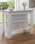41" Light Gray and White Wood Kitchen Island With Storage